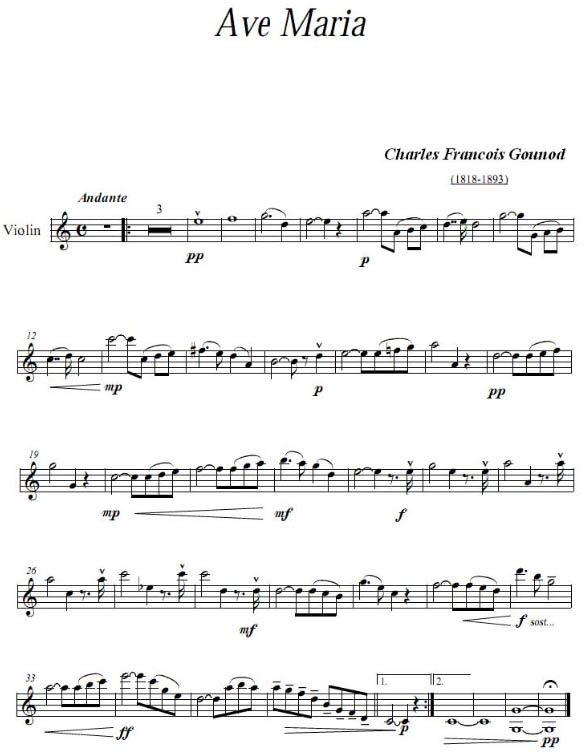 《圣母頌》小提琴譜