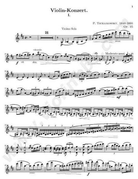 柴可夫斯基D大調小提琴協奏曲譜子